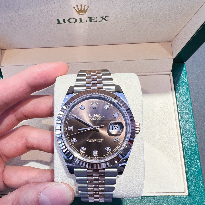 Rolex Datejust41 41mm Steel/RG Chocolate Dial Diamond Markers 2023 Ref m126331-0004 (#317,330070)