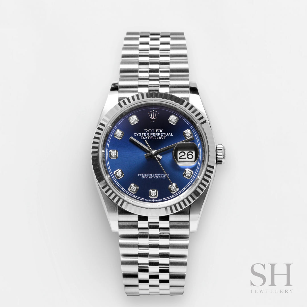 Rolex Datejust36 36mm Steel/WG Blue Dial Diamond Markers 2023 Ref m126234-0037 (#339)