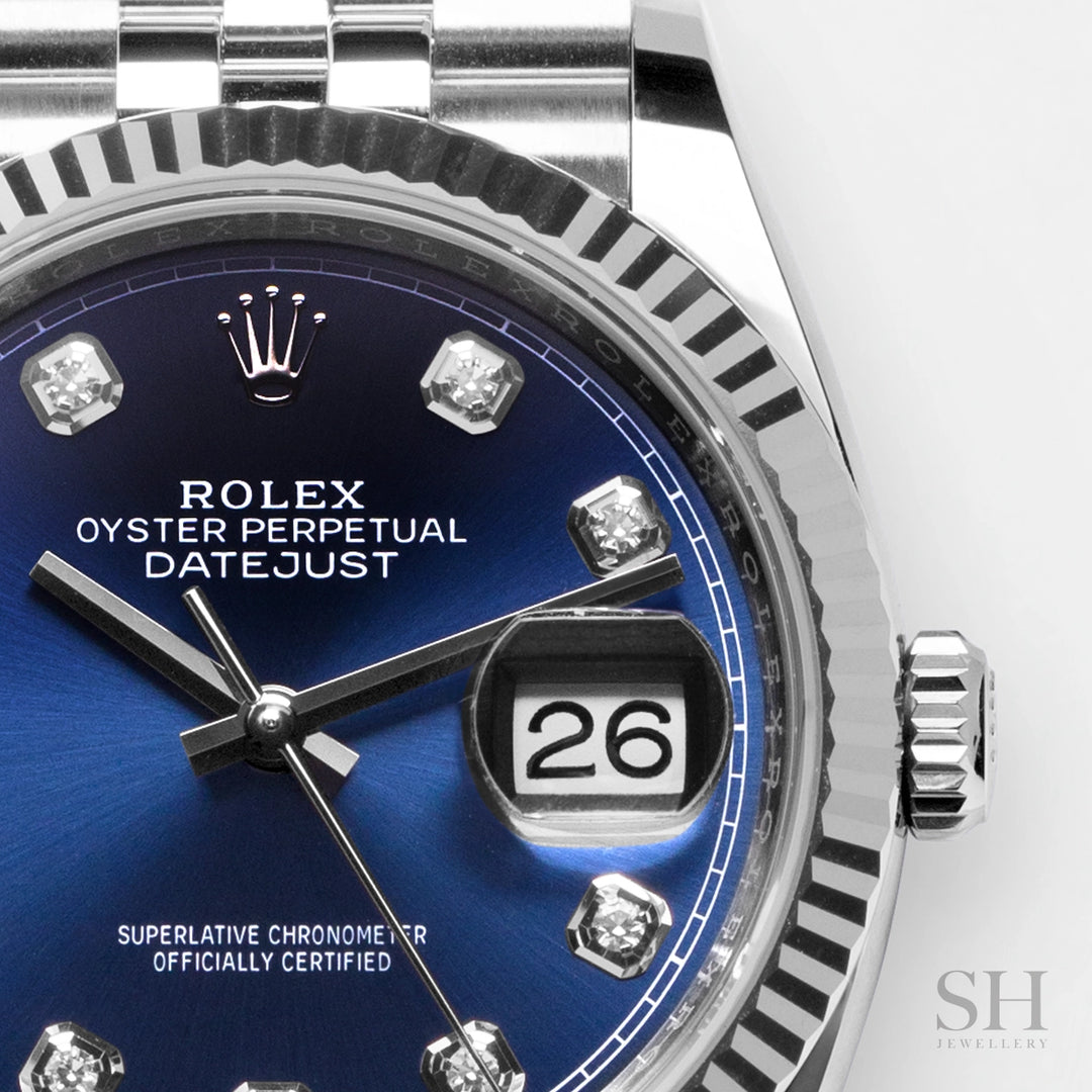 Rolex Datejust36 36mm Steel/WG Blue Dial Diamond Markers 2023 Ref m126234-0037 (#339)