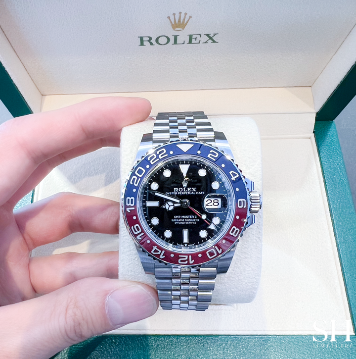 Rolex GMT-Master II 40mm 'Pepsi' Steel Black Dial Button Markers 2022 Ref m126710blro-0001 (#382)