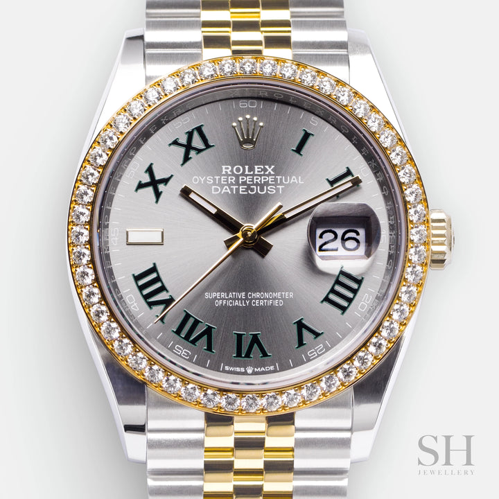 Rolex Datejust36 36mm 'Wimbledon' Steel/YG Slate Dial Numeral Markers 2023 Ref m126283rbr-0021 (#404)