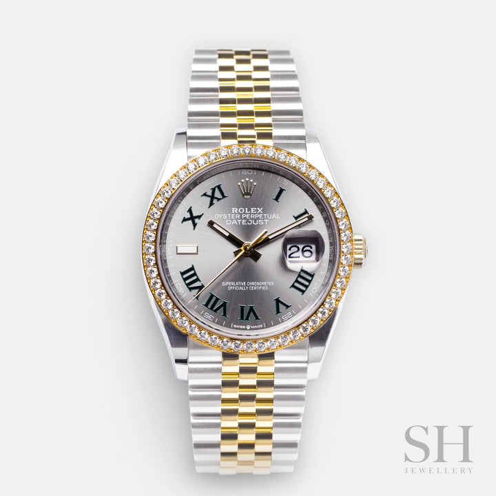 Rolex Datejust36 36mm 'Wimbledon' Steel/YG Slate Dial Numeral Markers 2023 Ref m126283rbr-0021 (#404)