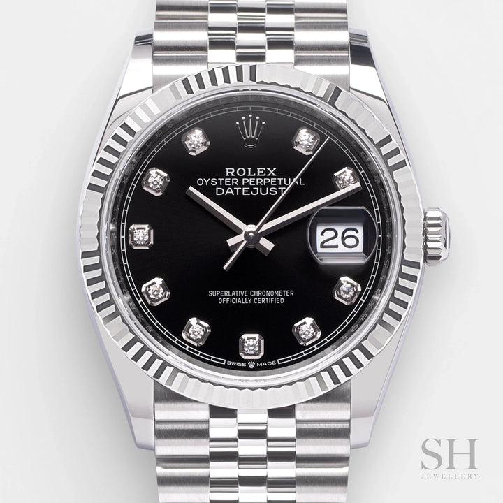 Rolex Datejust36 36mm Steel/WG Black Dial Diamond Markers 2024 Ref m126234-0027 (#669)