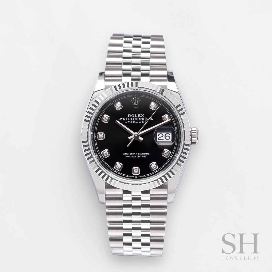 Rolex Datejust36 36mm Steel/WG Black Dial Diamond Markers 2023 Ref m126234-0027 (#422)