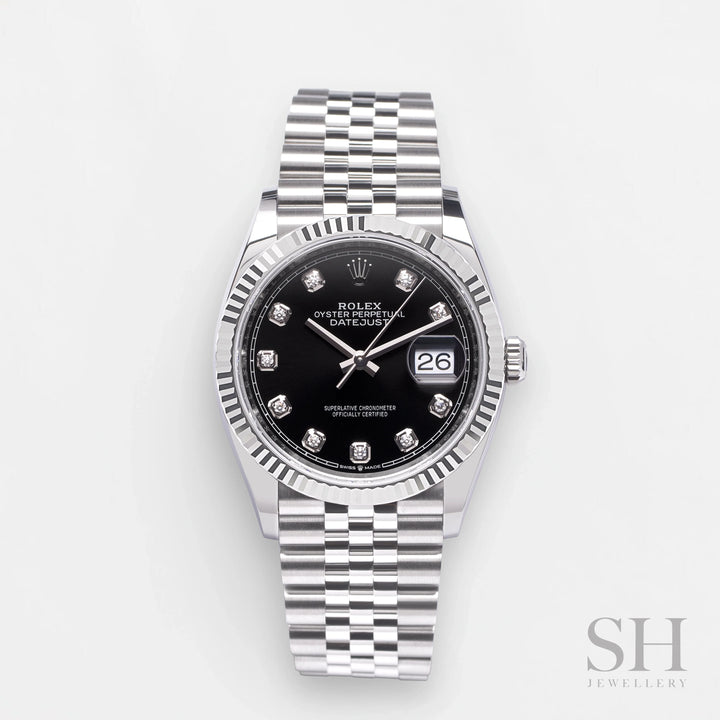 Rolex Datejust36 36mm Steel/WG Black Dial Diamond Markers 2024 Ref m126234-0027 (#669)