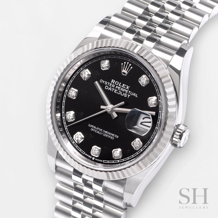 Rolex Datejust36 36mm Steel/WG Black Dial Diamond Markers 2023 Ref m126234-0027 (#422)