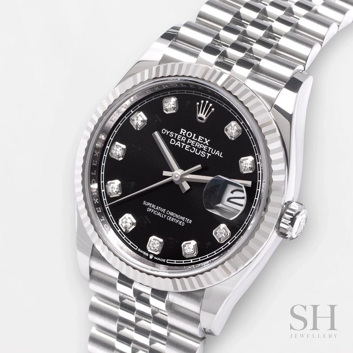 Rolex Datejust36 36mm Steel/WG Black Dial Diamond Markers 2024 Ref m126234-0027 (#669)