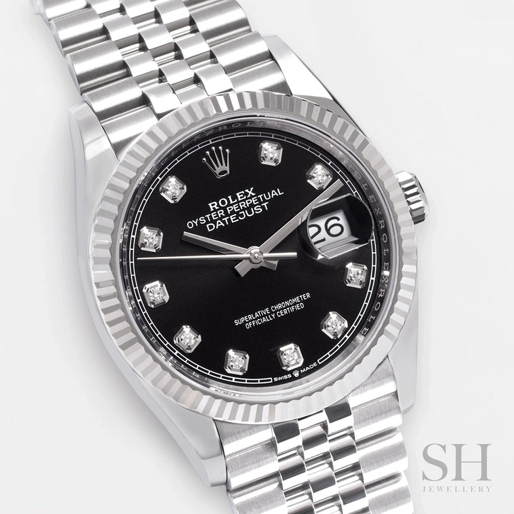 Rolex Datejust36 36mm Steel/WG Black Dial Diamond Markers 2024 Ref m126234-0027 (#669)