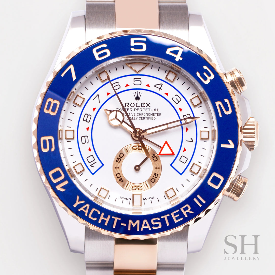 Rolex Yacht-Master II 44mm Steel/RG White Dial Square Markers 2023 Ref m116681-0002 (#439)