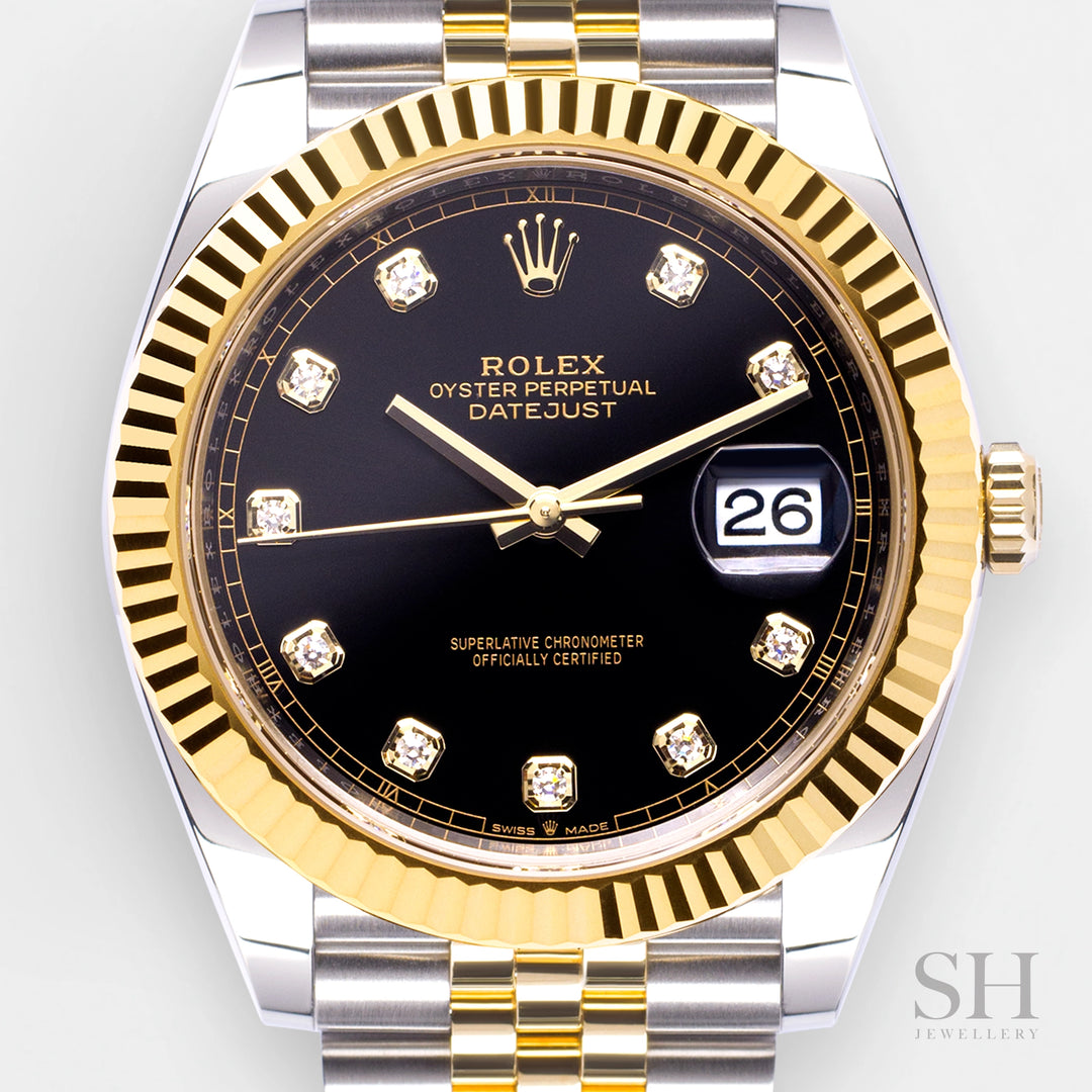 Rolex Datejust41 41mm Steel/YG Black Dial Diamond Markers 2023 Ref m126333-0006 (#449)