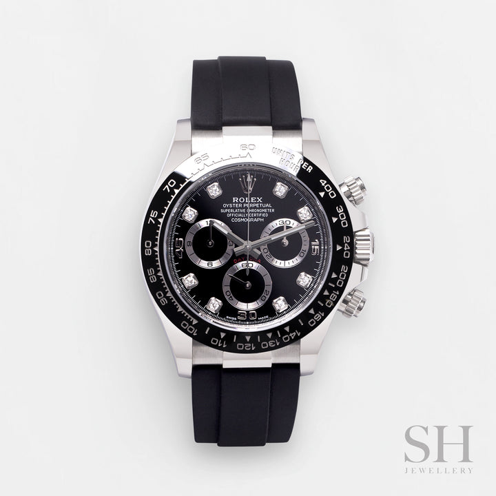 Rolex Cosmograph Daytona 40mm WG Black Dial Diamond Markers 2023 Ref 116519ln (#466)