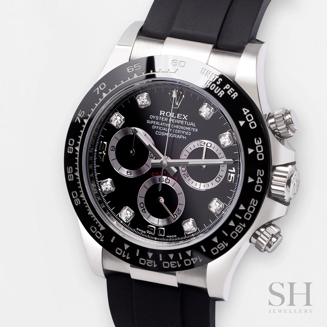 Rolex Cosmograph Daytona 40mm WG Black Dial Diamond Markers 2023 Ref 116519ln (#466)