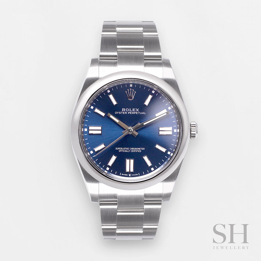 Rolex Oyster Perpetual41 41mm Steel Blue Dial Stick Markers 2023 Ref m124300-0003 (#469)