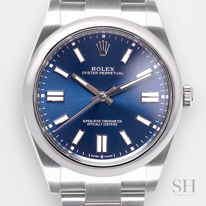 Rolex Oyster Perpetual41 41mm Steel Blue Dial Stick Markers 2023 Ref m124300-0003 (#391)