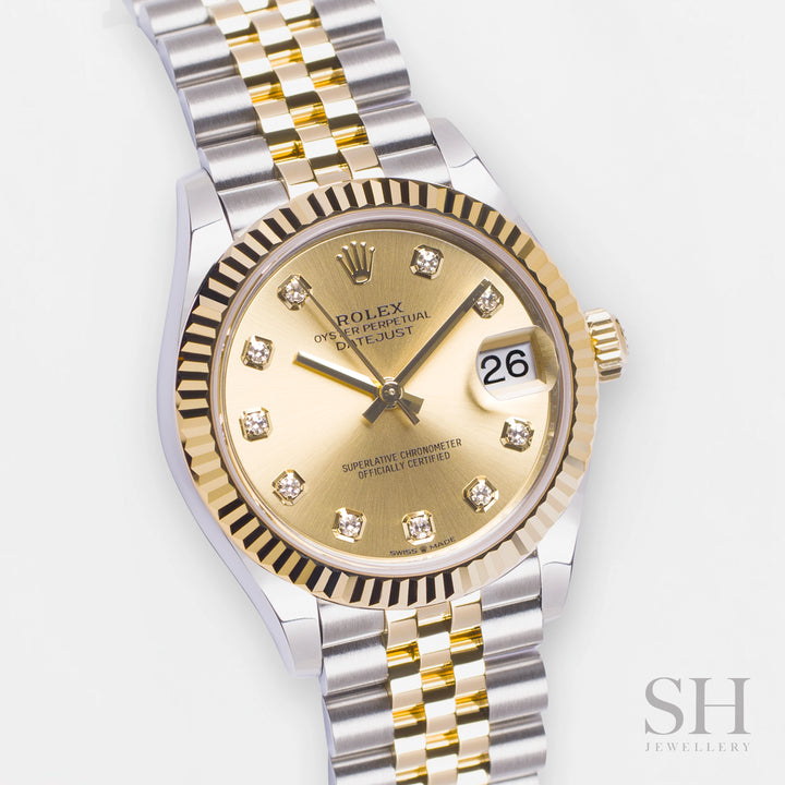 Rolex Datejust31 31mm Steel/YG Champagne Dial Diamond Markers 2023 Ref m278273-0026 (#470)