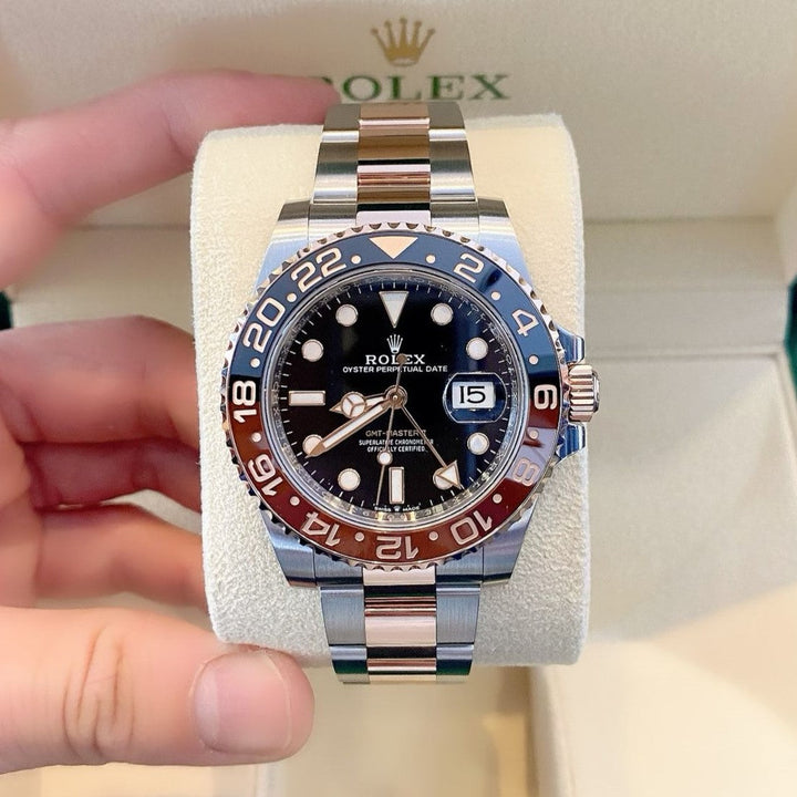 Rolex GMT-Master II 40mm 'Root Beer' Steel/RG Black Dial Button Markers 2024 Ref m126711chnr-0002 (#754)