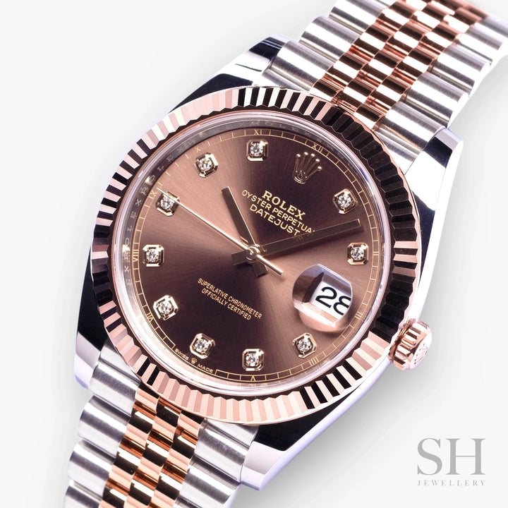 Rolex Datejust41 41mm Steel/RG Chocolate Dial Diamond Markers 2024 Ref m126331-0004 (#696)