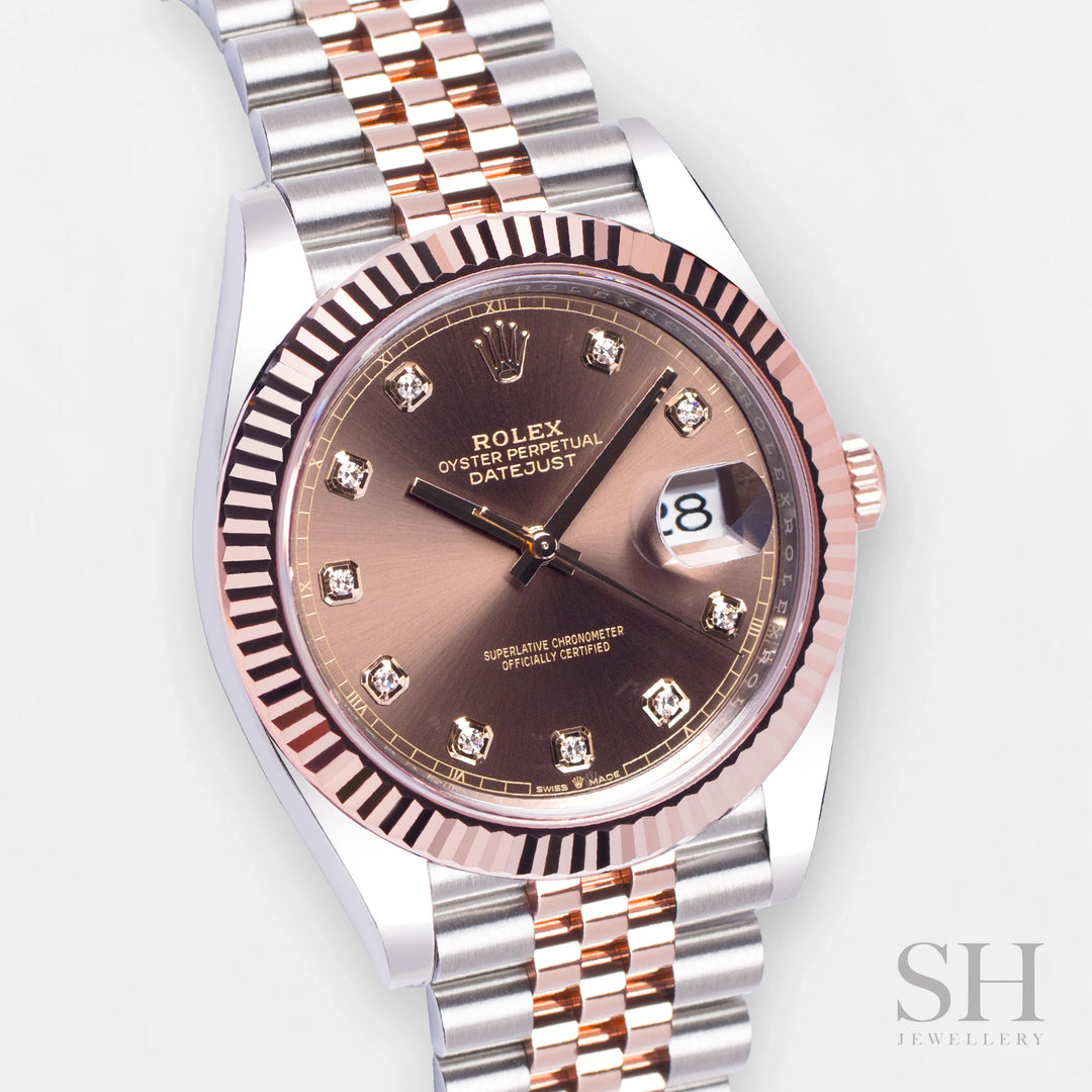 Rolex Datejust41 41mm Steel/RG Chocolate Dial Diamond Markers 2024 Ref m126331-0004 (#696)