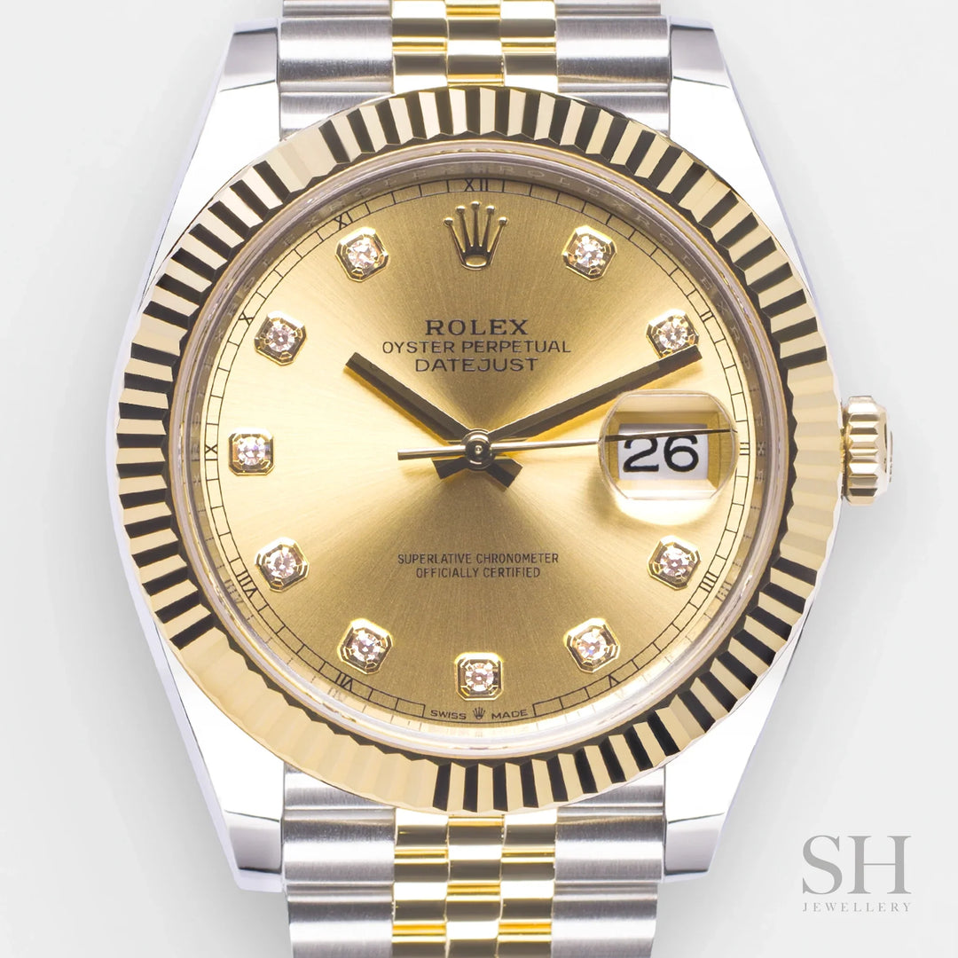 Rolex Datejust41 41mm Steel/YG Champagne Dial Diamond Markers 2024 Ref m126333-0012 (#708)