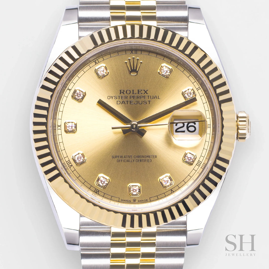 Rolex Datejust41 41mm Steel/YG Champagne Dial Diamond Markers 2024 Ref m126333-0012 (#703)