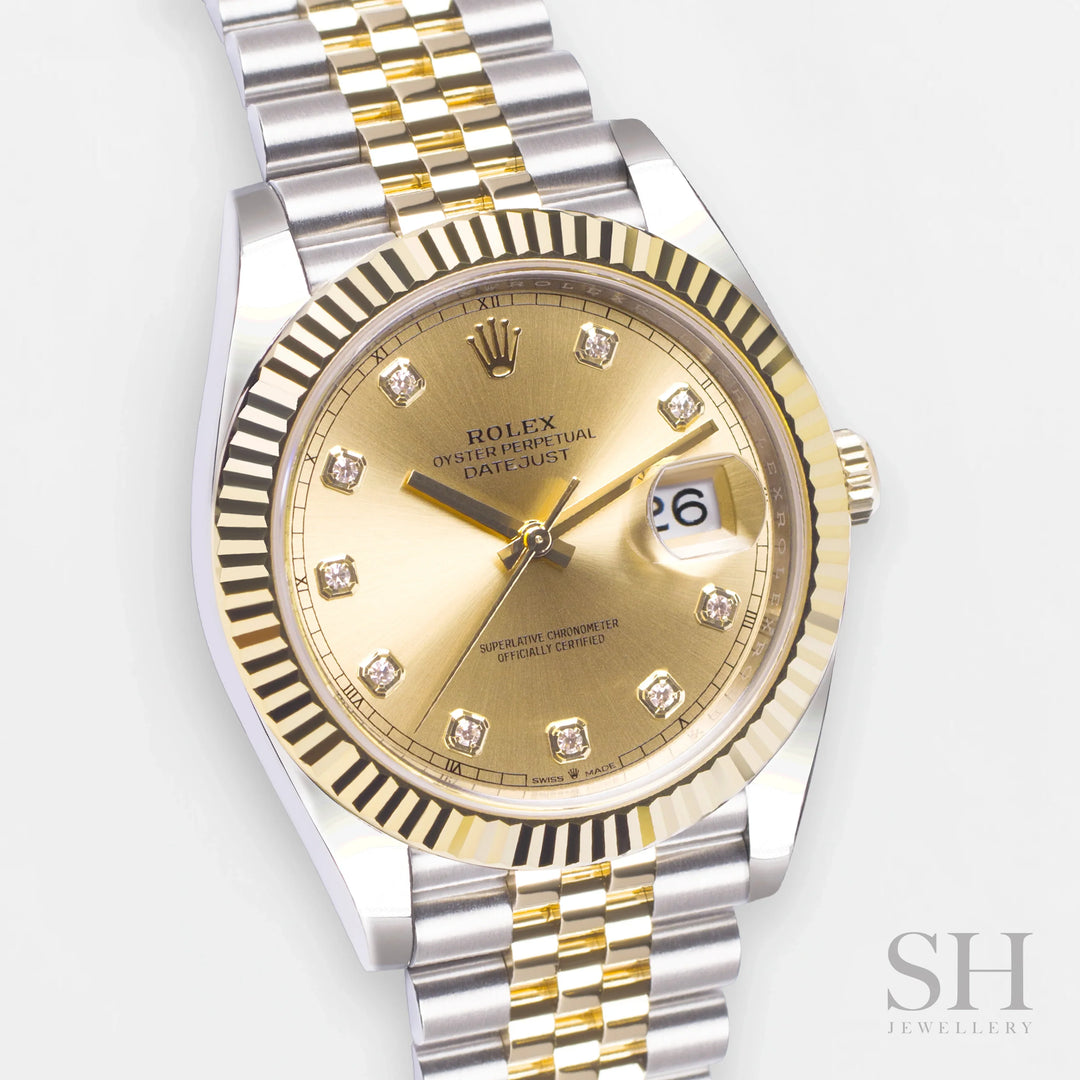 Rolex Datejust41 41mm Steel/YG Champagne Dial Diamond Markers 2024 Ref m126333-0012 (#733)