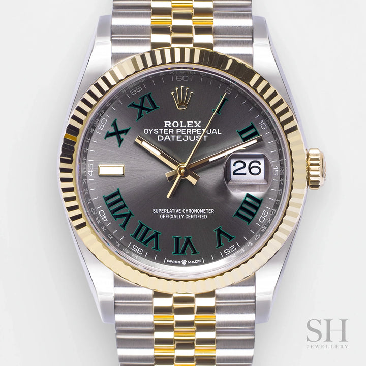 Rolex Datejust36 36mm 'Wimbledon' Steel/YG Slate Dial Numeral Markers 2024 Ref m126233-0035 (#693)