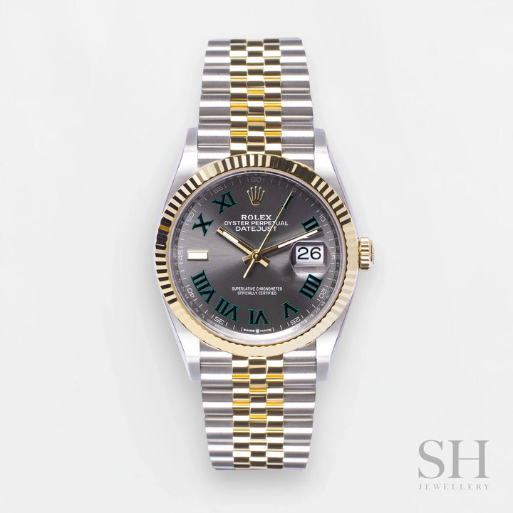 Rolex Datejust36 36mm 'Wimbledon' Steel/YG Slate Dial Numeral Markers 2024 Ref m126233-0035 (#693)