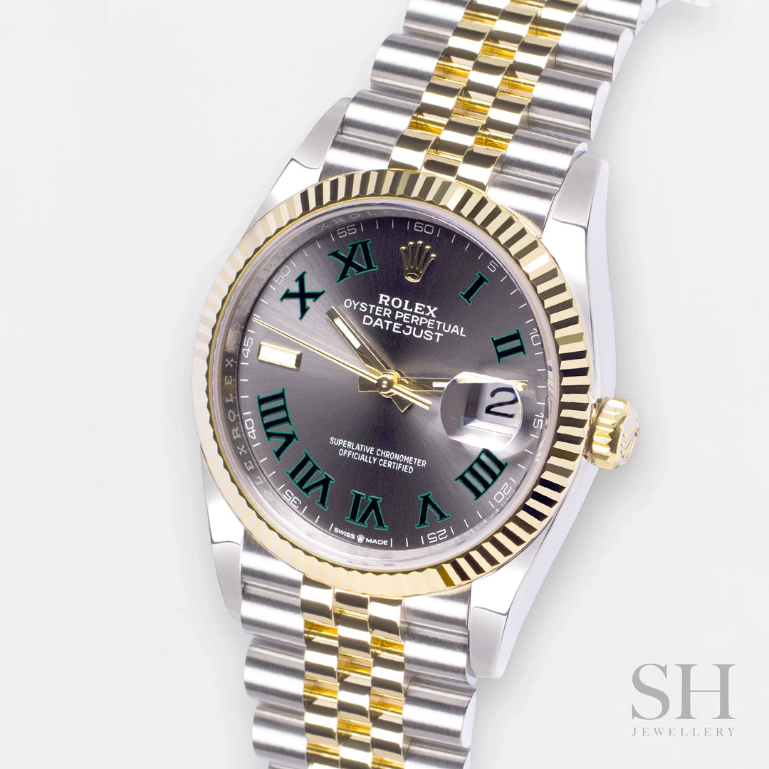 Rolex Datejust36 36mm 'Wimbledon' Steel/YG Slate Dial Numeral Markers 2024 Ref m126233-0035 (#693)