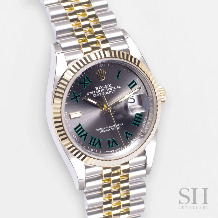 Rolex Datejust36 36mm 'Wimbledon' Steel/YG Slate Dial Numeral Markers 2024 Ref m126233-0035 (#693)