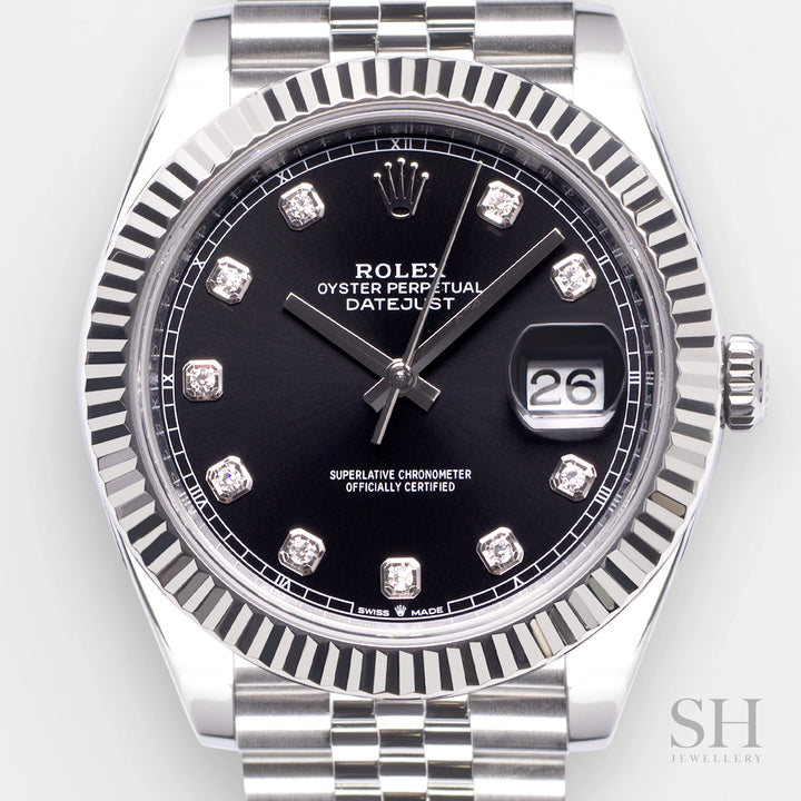 Rolex Datejust41 41mm Steel/WG Black Dial Diamond Markers 2023 Ref m126334-0012 (#334)