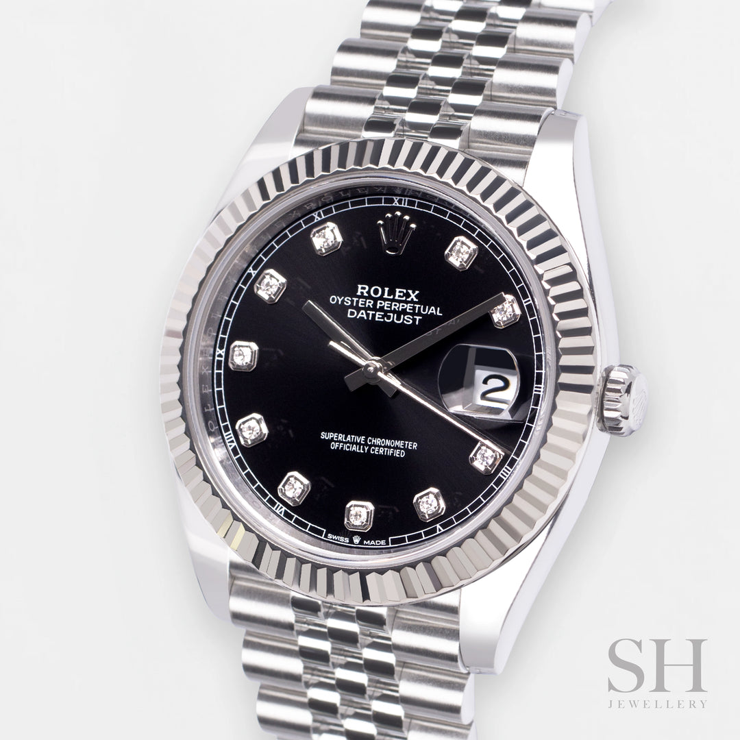 Rolex Datejust41 41mm Steel/WG Black Dial Diamond Markers 2023 Ref m126334-0012 (#334)