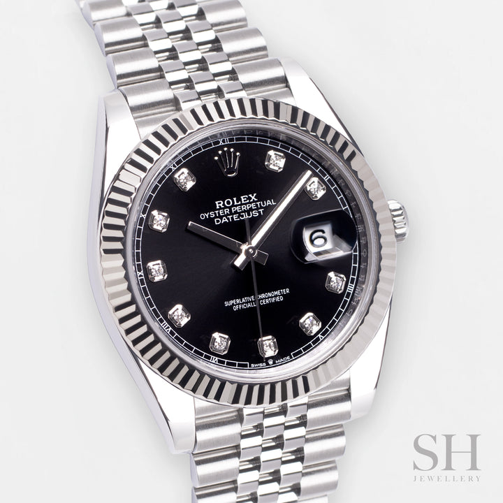 Rolex Datejust41 41mm Steel/WG Black Dial Diamond Markers 2023 Ref m126334-0012 (#334)