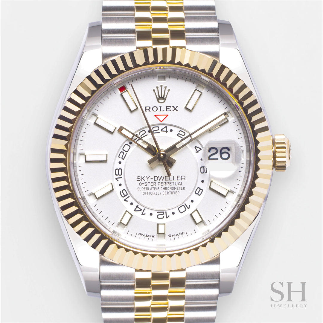 Rolex Sky-Dweller 42mm Steel/YG White Dial Stick Markers 2023 Ref m336933-0006 (#498)