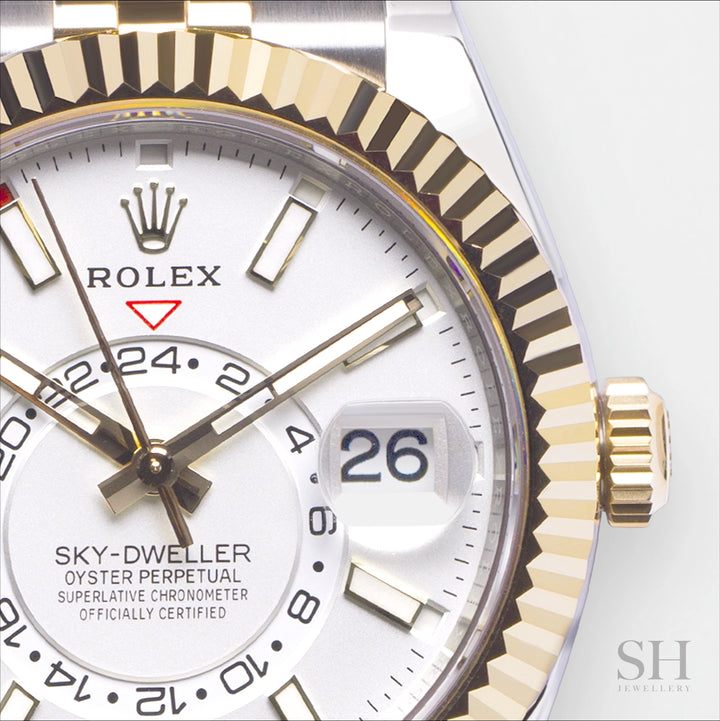 Rolex Sky-Dweller 42mm Steel/YG White Dial Stick Markers 2023 Ref m336933-0006 (#498)