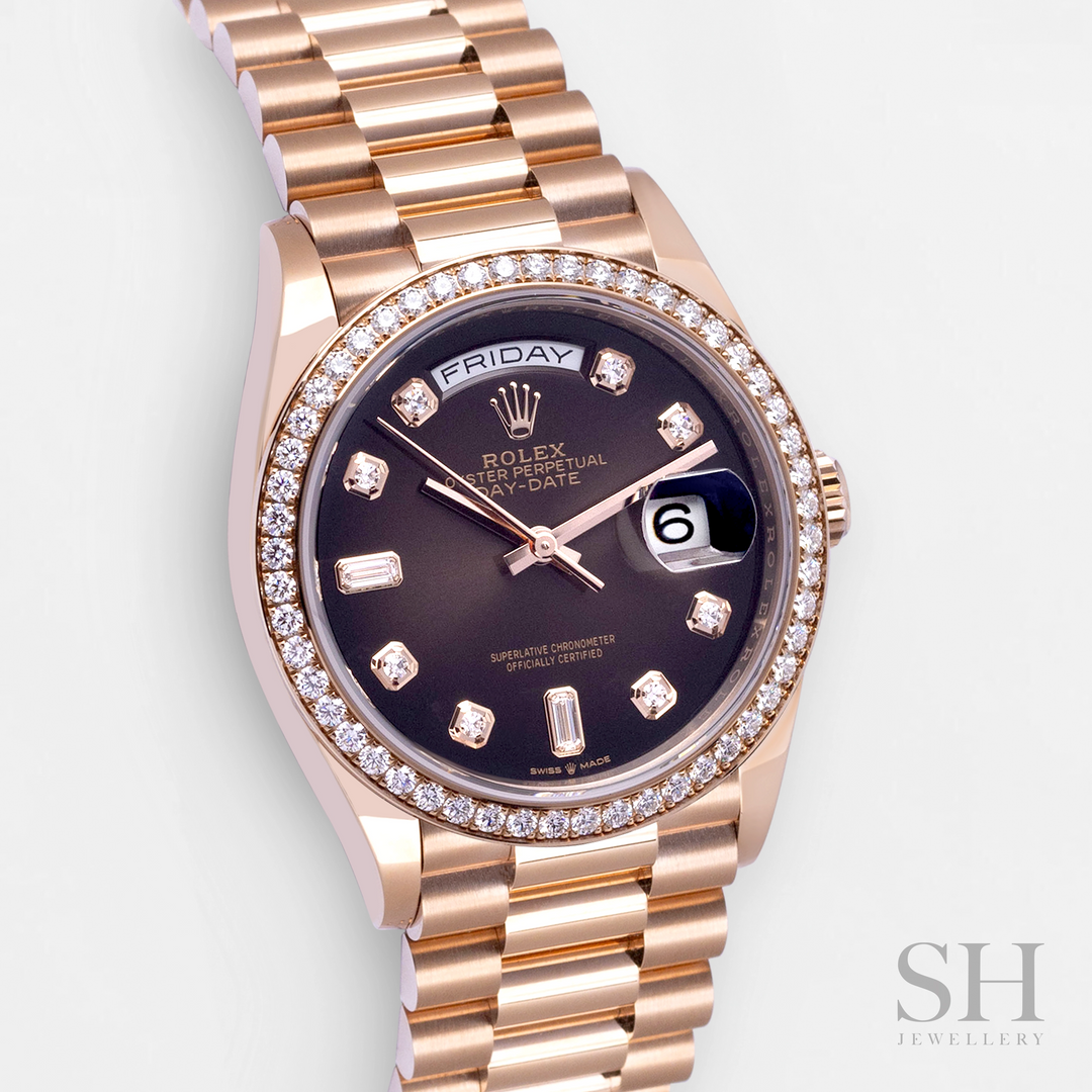 Rolex Day-Date36 36mm RG Brown Dial Diamond Markers 2023 Ref m128345rbr-0040 (#515)