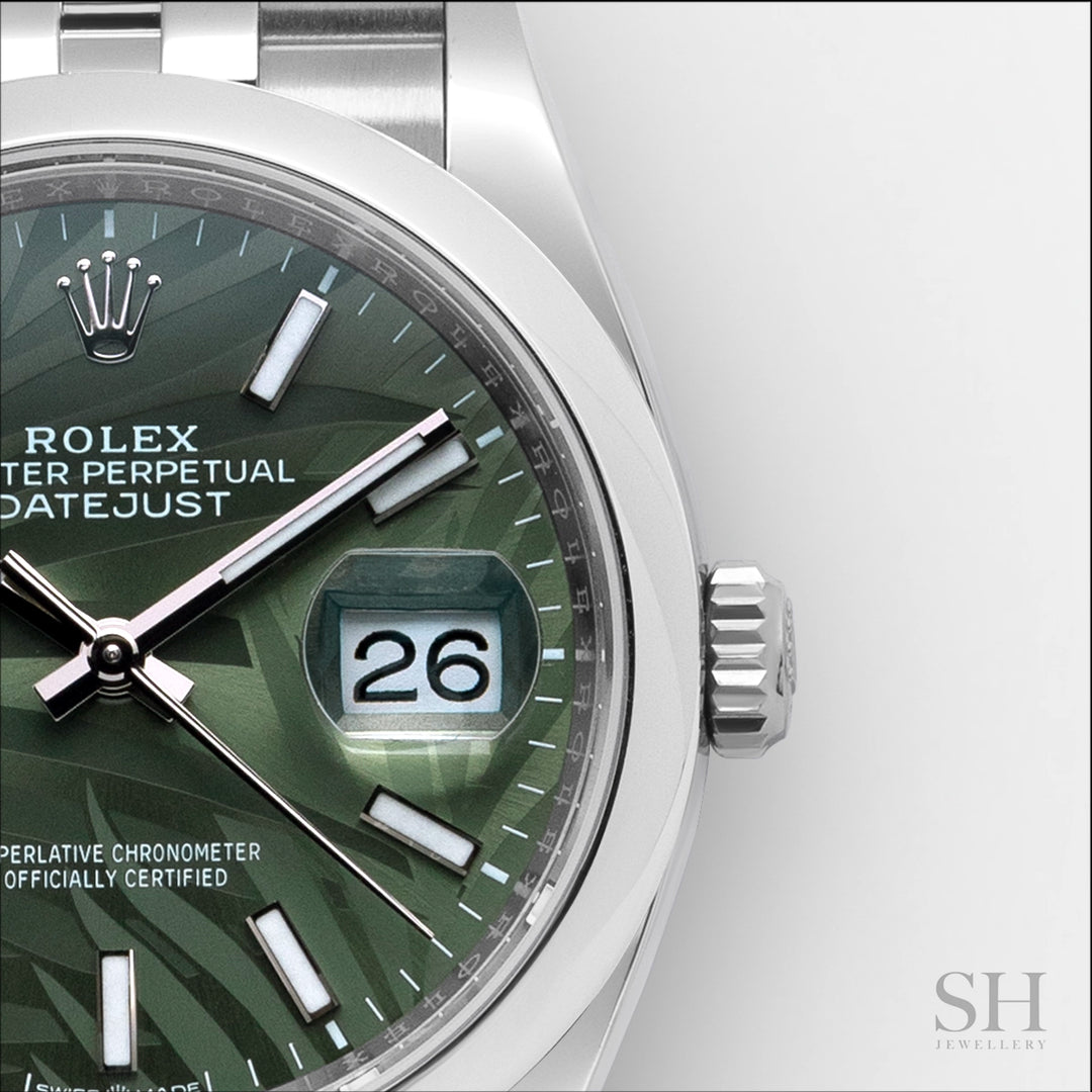 Rolex Datejust36 36mm Steel Green Motif Dial Stick Markers 2023 Ref m126200-0019 (#520)