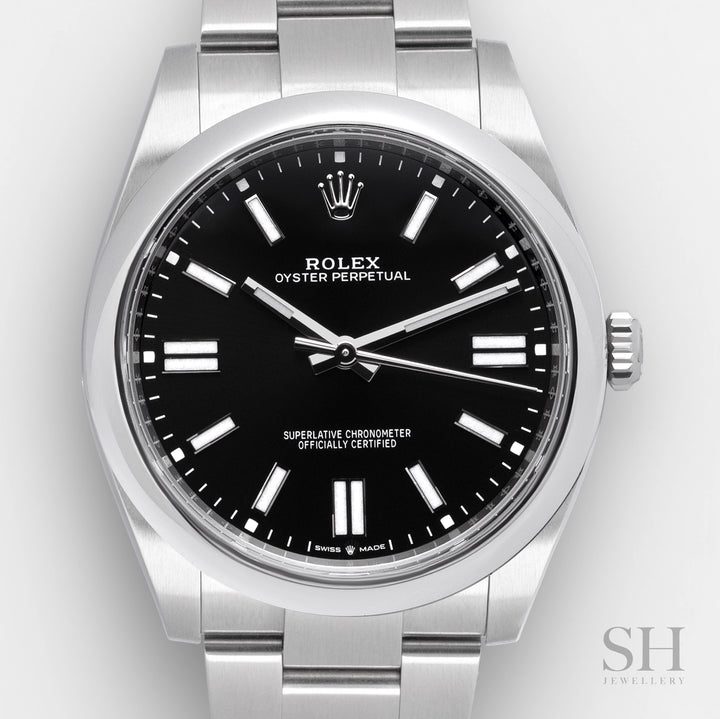 Rolex Oyster Perpetual41 41mm Steel Black Dial Stick Markers 2023 Ref m124300-0002 (#589)