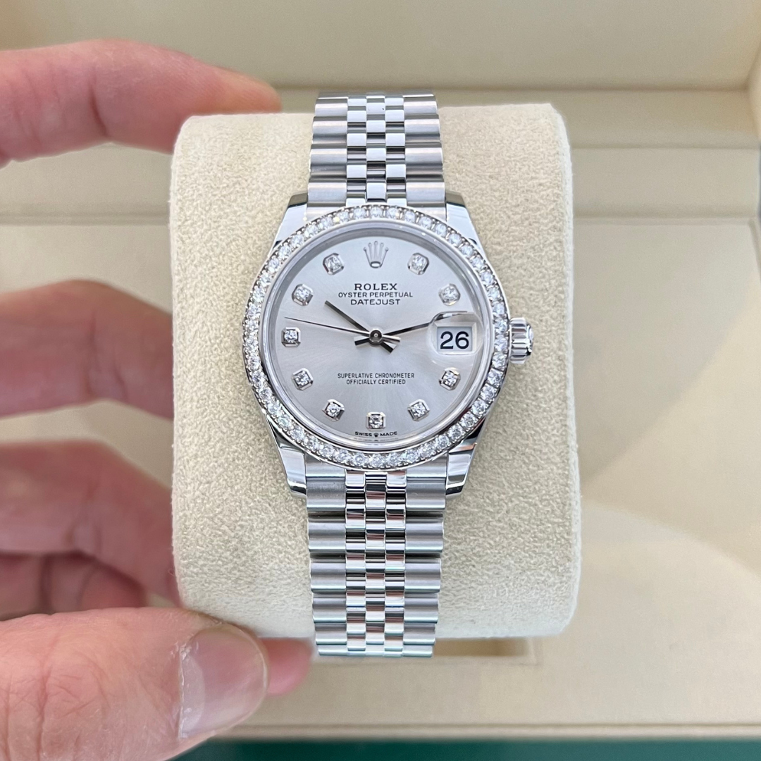 Rolex Datejust31 31mm Steel/WG Silver Dial Diamond Markers 2024 Ref m278384rbr-0034 (#776)