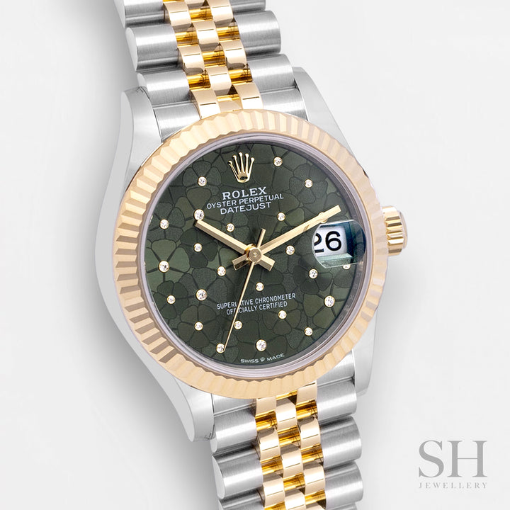 Rolex Datejust31 31mm Steel/YG Green Motif Dial Diamond Markers 2024 Ref m278273-0032 (#606)