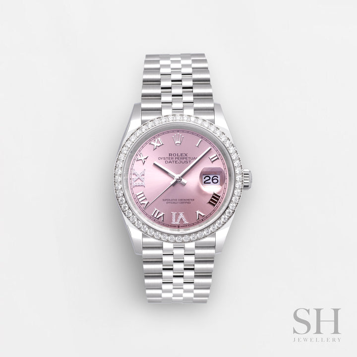 Rolex Datejust36 36mm Steel/WG Pink Dial Numeral Markers 2024 Ref m126284rbr-0023 (#611)