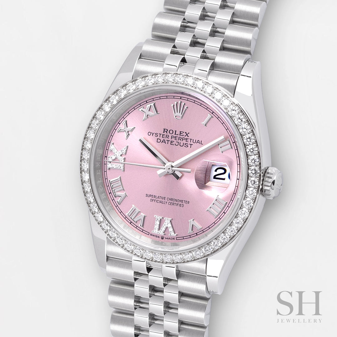 Rolex Datejust36 36mm Steel/WG Pink Dial Numeral Markers 2024 Ref m126284rbr-0023 (#611)