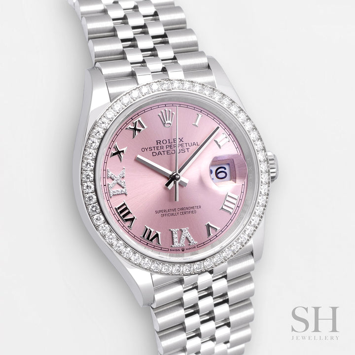 Rolex Datejust36 36mm Steel/WG Pink Dial Numeral Markers 2024 Ref m126284rbr-0023 (#611)