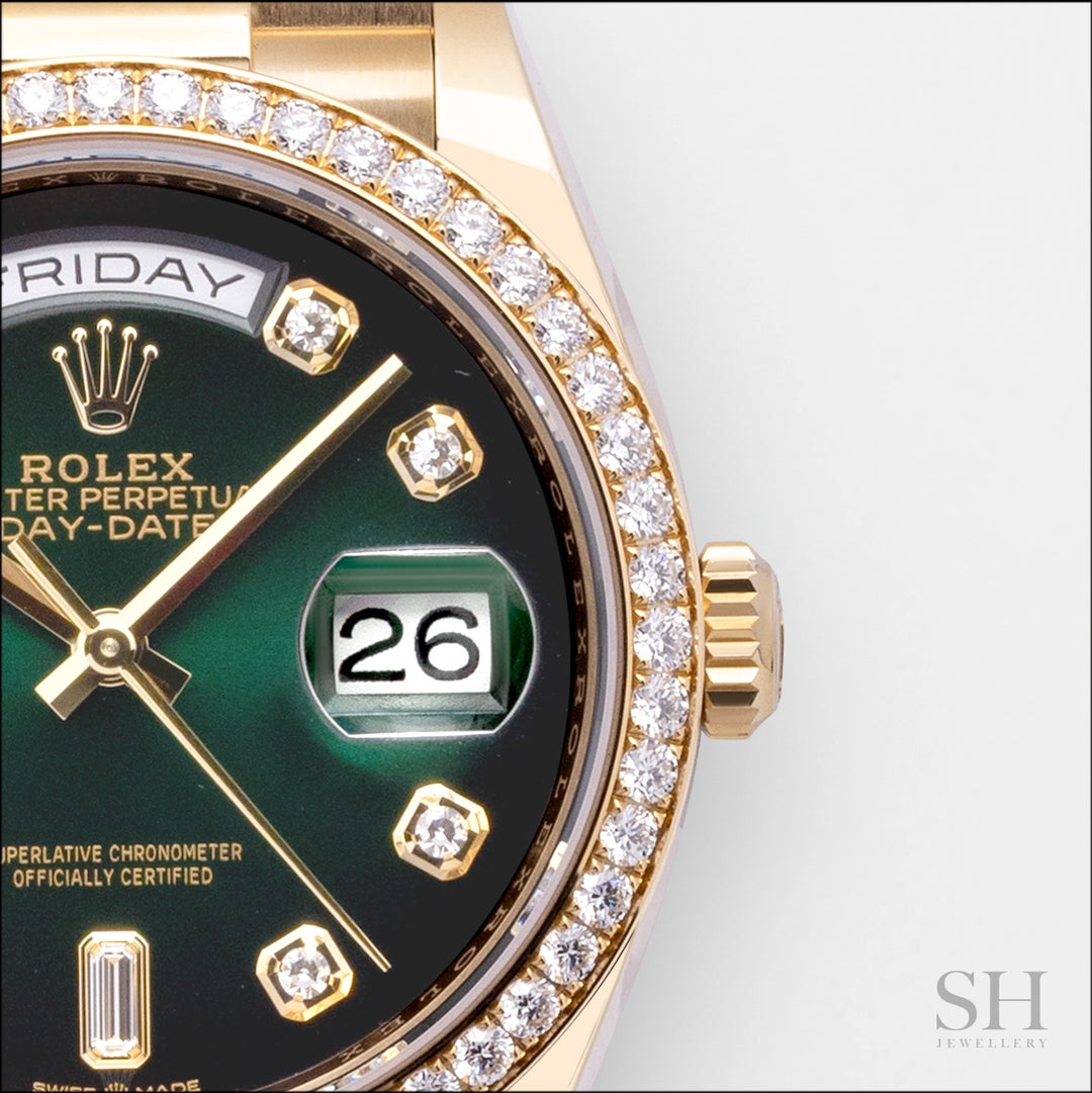 Rolex Day-Date36 36mm YG Green Ombré Dial Diamond Markers 2023 Ref m128348rbr-0035 (#612)