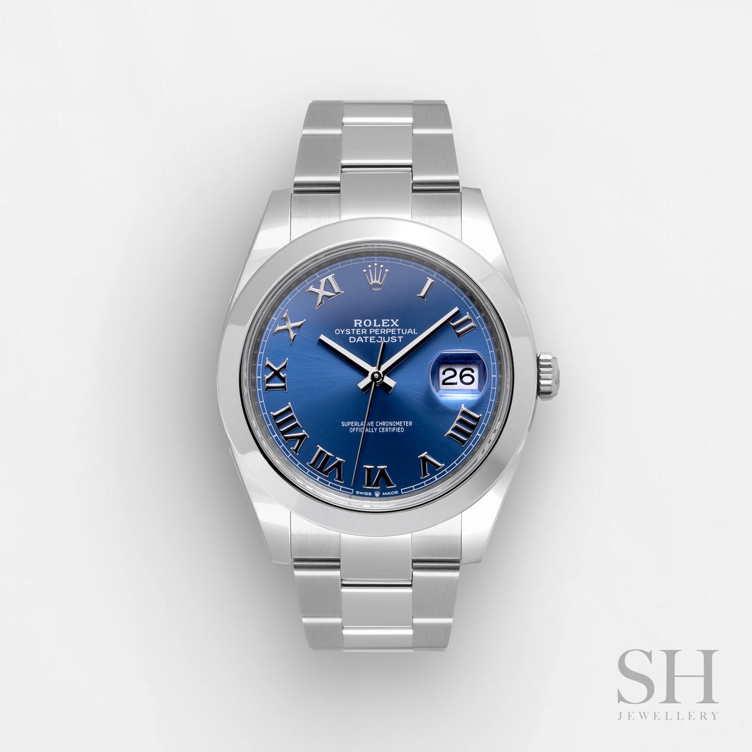 Rolex Datejust41 41mm Steel Azzurro Blue Dial Numeral Markers 2024 Ref m126300-0017 (#621)