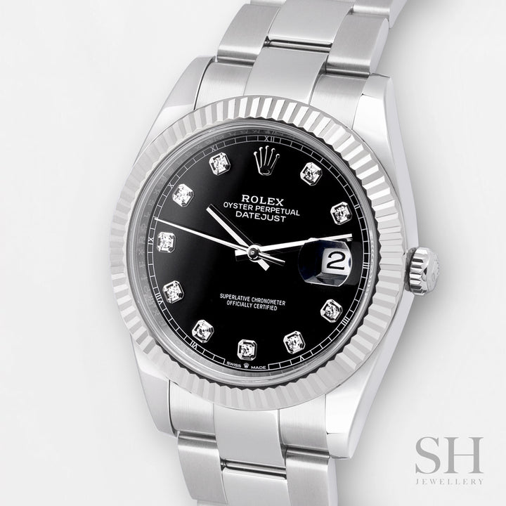 Rolex Datejust41 41mm Steel/WG Black Dial Diamond Markers 2023 Ref m126334-0011 (#634)