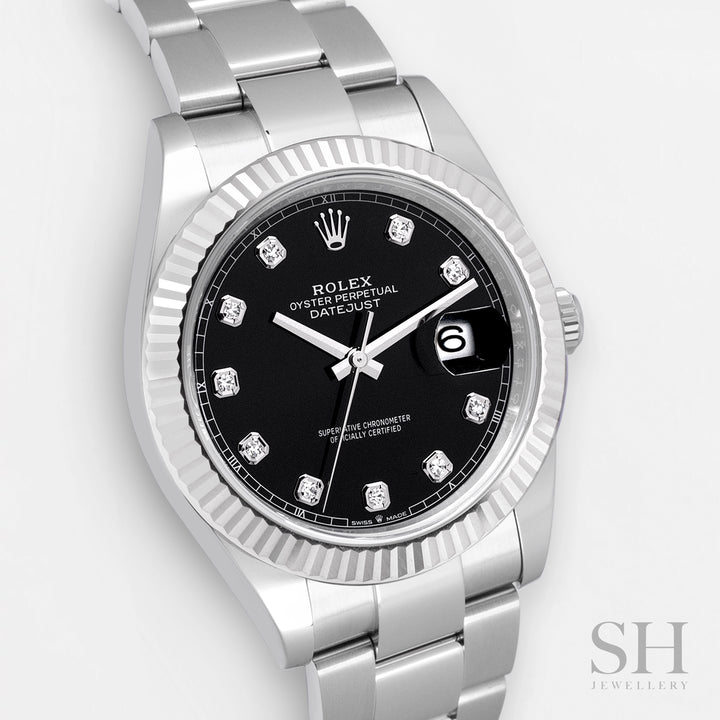 Rolex Datejust41 41mm Steel/WG Black Dial Diamond Markers 2023 Ref m126334-0011 (#634)