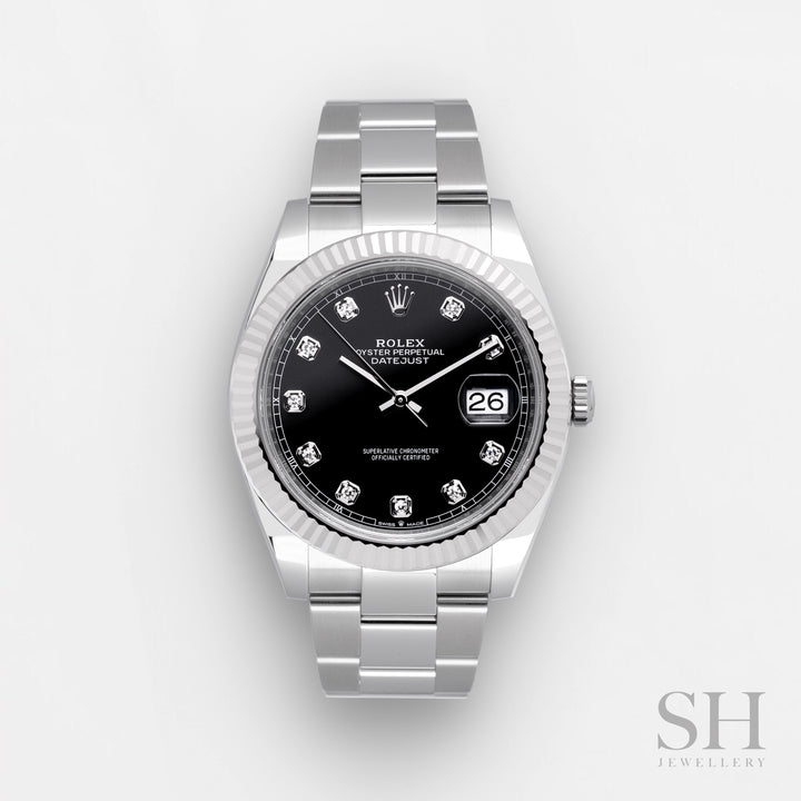 Rolex Datejust41 41mm Steel/WG Black Dial Diamond Markers 2024 Ref m126334-0011 (#664)