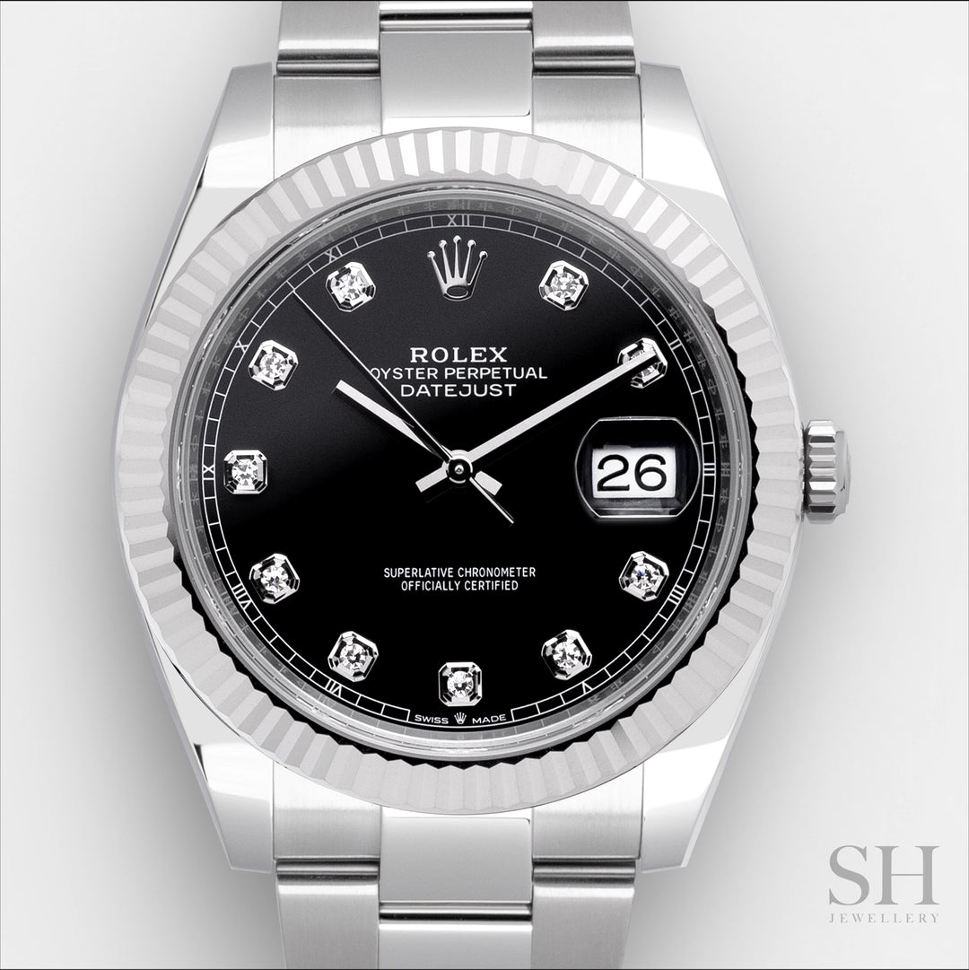 Rolex Datejust41 41mm Steel/WG Black Dial Diamond Markers 2024 Ref m126334-0011 (#664)