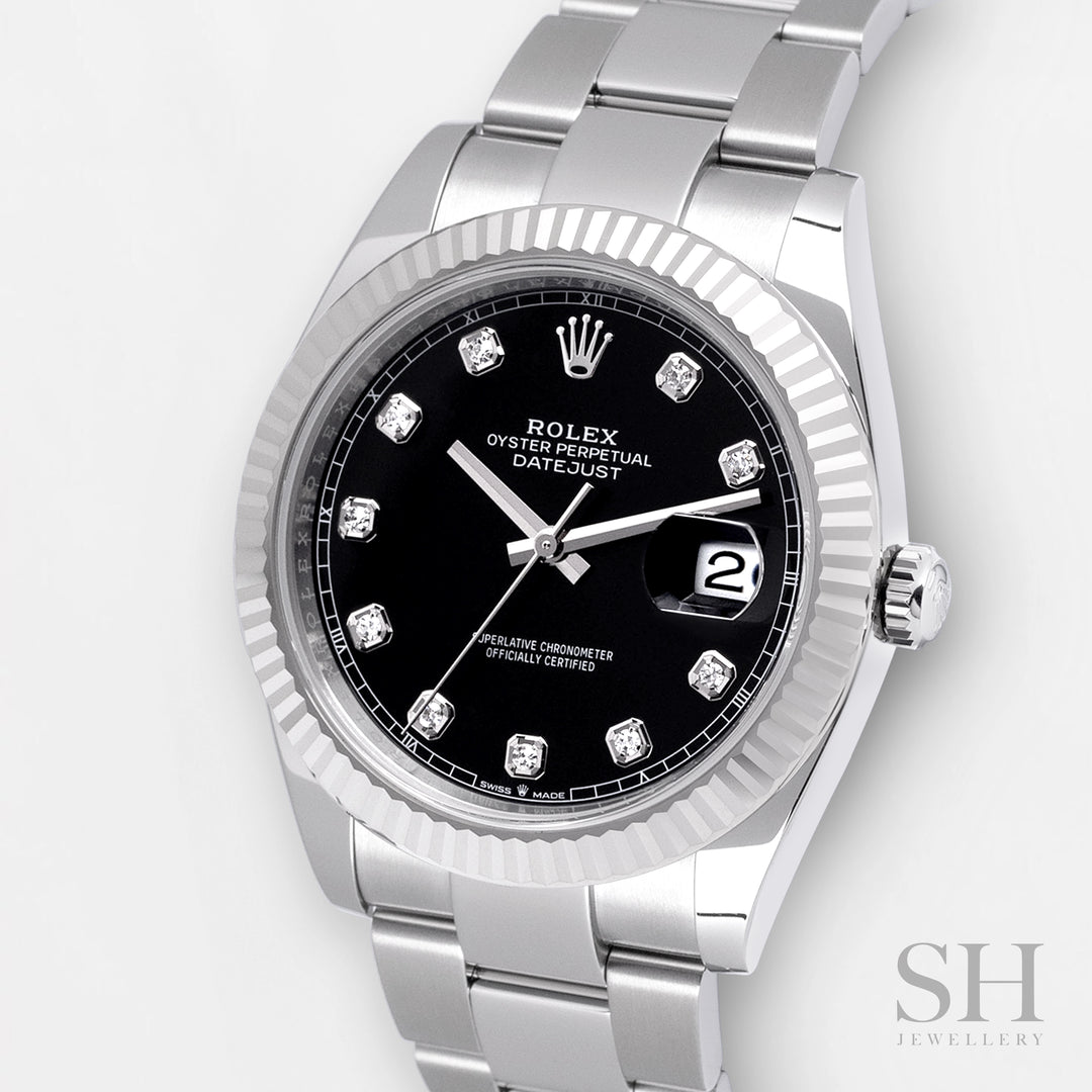 Rolex Datejust41 41mm Steel/WG Black Dial Diamond Markers 2024 Ref m126334-0011 (#664)