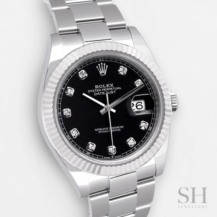 Rolex Datejust41 41mm Steel/WG Black Dial Diamond Markers 2024 Ref m126334-0011 (#664)